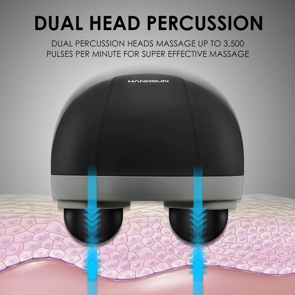 Handheld Neck Back Massager for Pain Relief Deep Tissue, Double Head Full Body Percussion Massage MG400 for Shoulder, Leg, Foot, Muscles