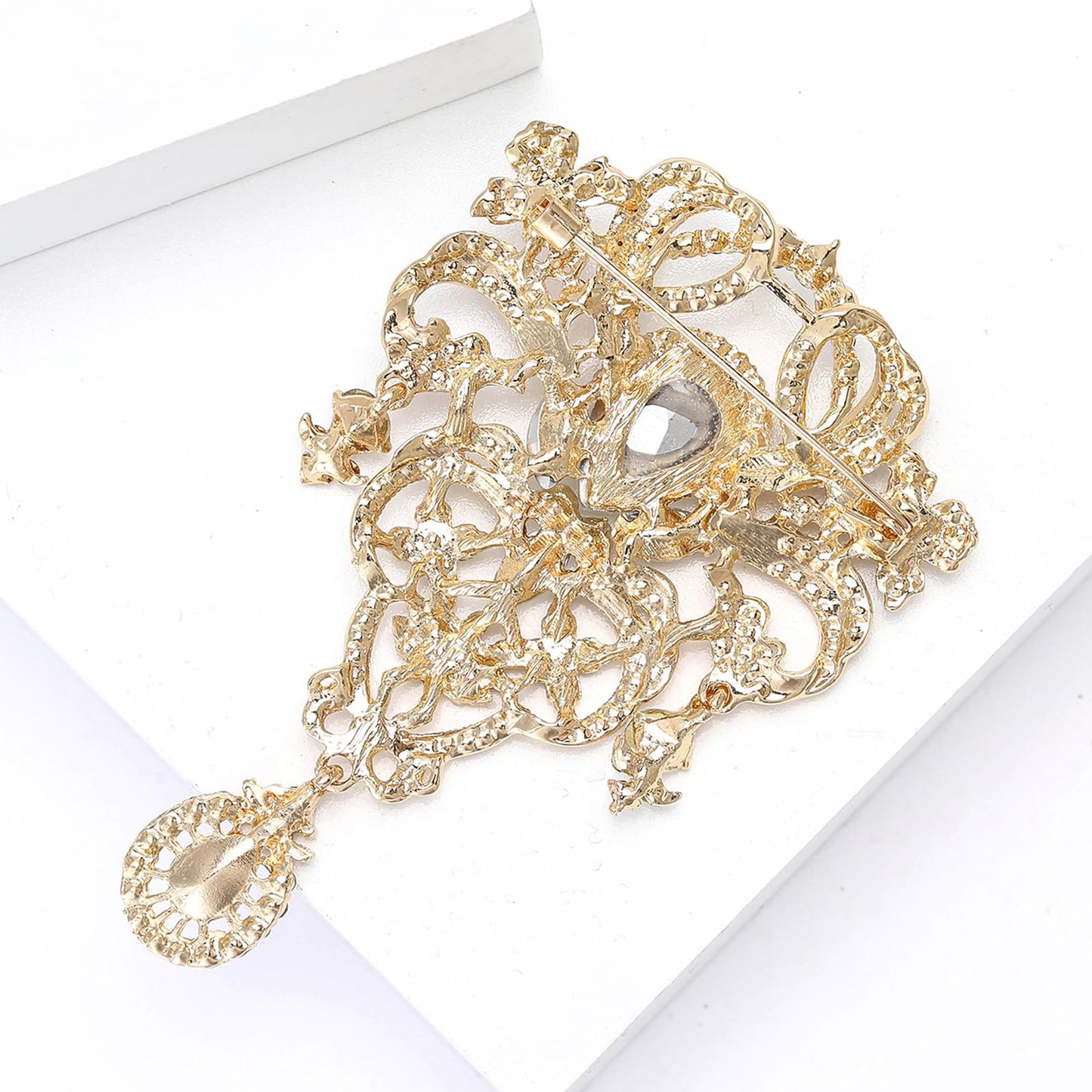 YOQUCOL Retro Green Austrian Crystal Big Brooch Pin for Women Large Flower Shape Brooches Lapel Pins for Sweater,Coat Dress Accessories