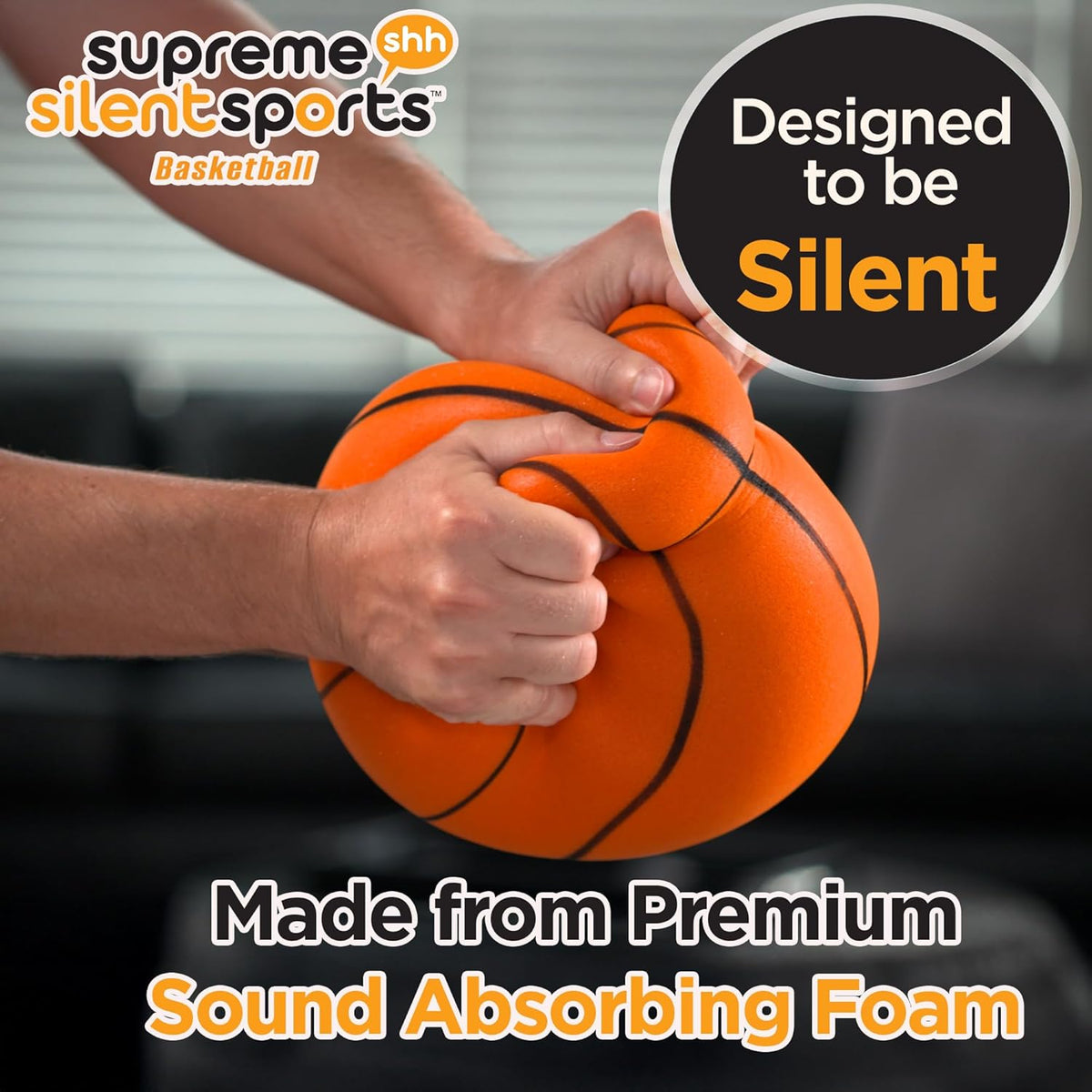 Basketball | Quiet Indoor Safe Premium Foam Ball for Training, Dribbling & Playing, Gift for 3+, Boys & Girls, Never Shrunken or Inflated | Orange (1 Pack)