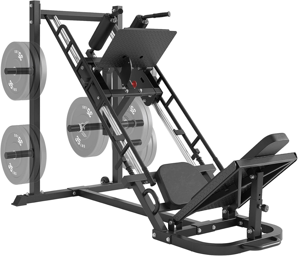 Dripex Leg Press Machine, Leg Press Machines for Home Gym, Professional Leg Press Hack Squat Machine Combo with 4 Weight Plate Storage Holders for Full Lower Body Workout