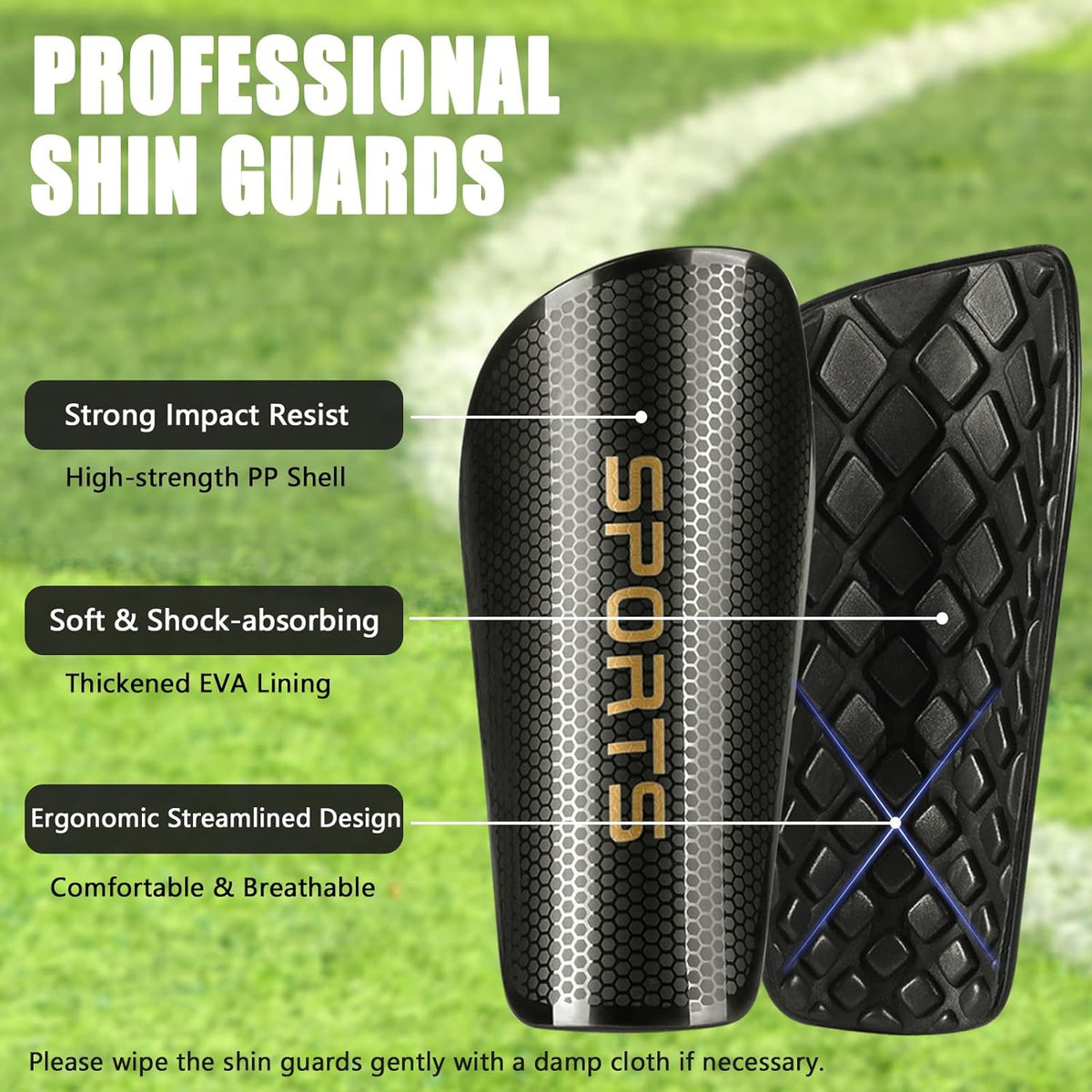 Soccer Shin Guards for Kids Adults, Toddler Shin Pads Set with Sleeves and Long Soccer Socks for Age 2-16 Boys & Girls, Youth &Men, Lightweight Soccer Equipment