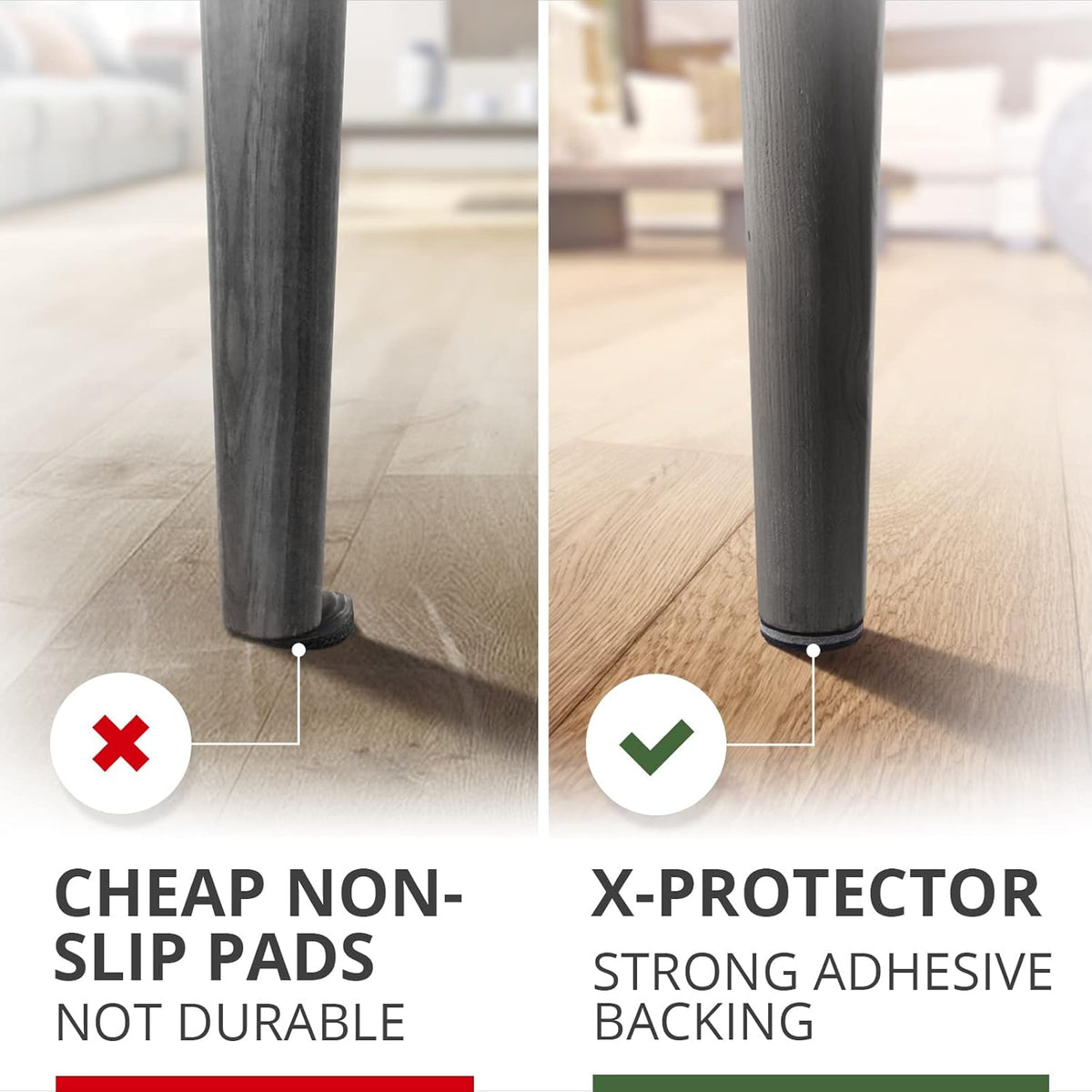 Non Slip Furniture Pads X-PROTECTOR - 16 pcs 2" - Premium Furniture Grippers! Rubber Feet Hardwood Floor Protectors for Furniture Legs - Couch Stoppers - Keep Your Furniture in Place Forever!