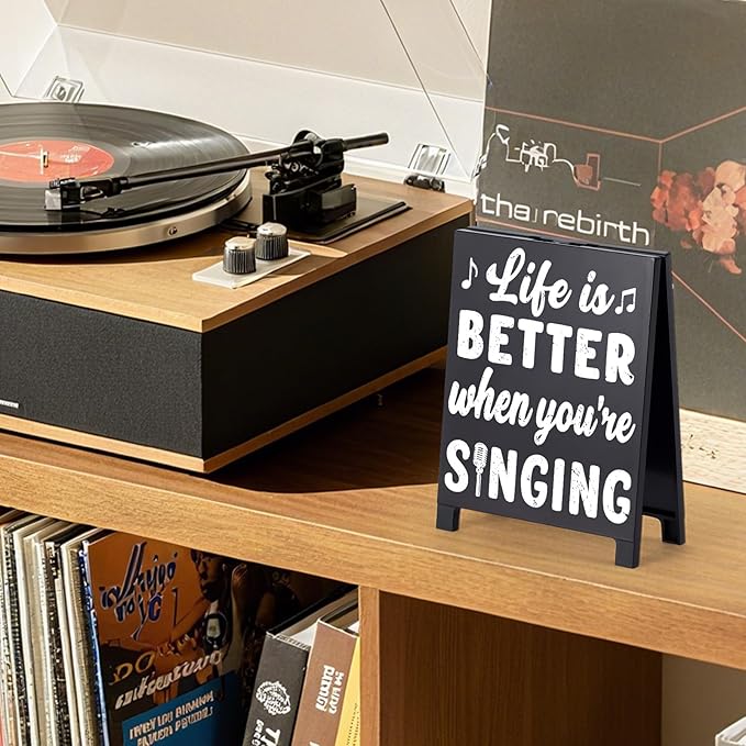 Life Is Better When You're Singing Music Desk Sign for Home Office Workspace Cute Music Decor Room Decorations Accessories for Women