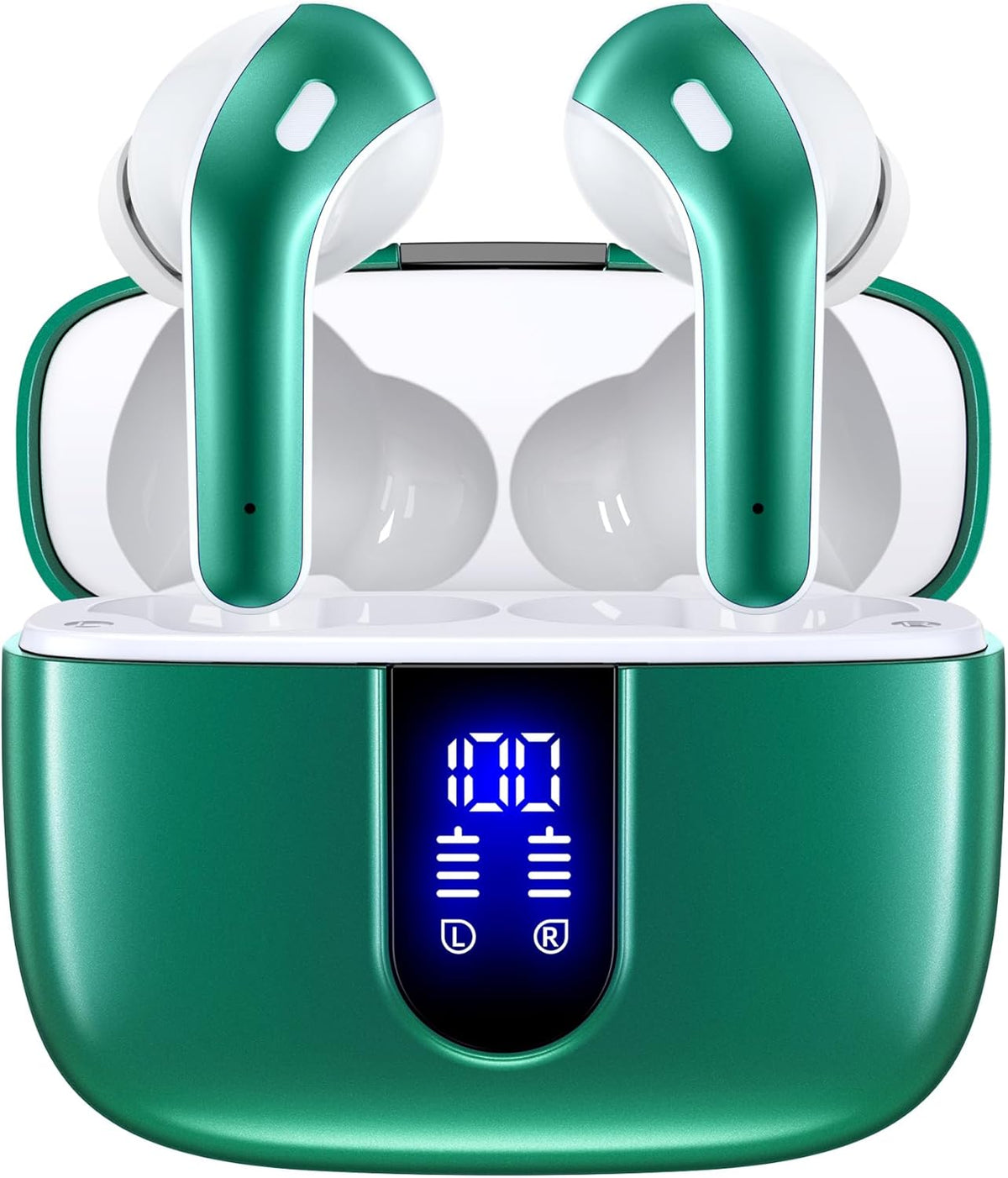 TAGRY 2 Sets X08 Forest Green and Sunset Pink Bluetooth Headphones True Wireless Earbuds 60H Playback Ear Buds with Wireless Charging Case in-Ear Earbuds with Mic