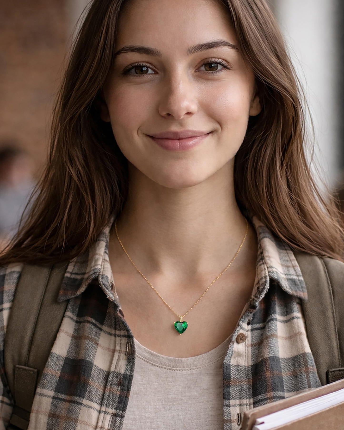 MIDDLUX Emerald Necklace, Emerald Jewelry, May Birthstone Jewelry, May Birthstone Necklace, Heart Necklace