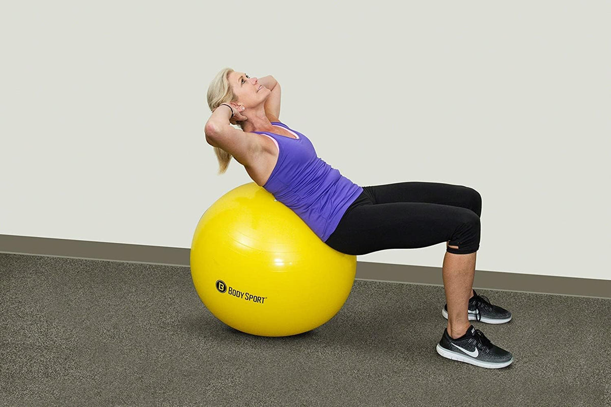 Body Sport Exercise Ball with Pump for Home, Gym, Balance, Stability, Pilates, Core Strength, Stretching, Yoga, Fitness Facilities, Desk Chairs