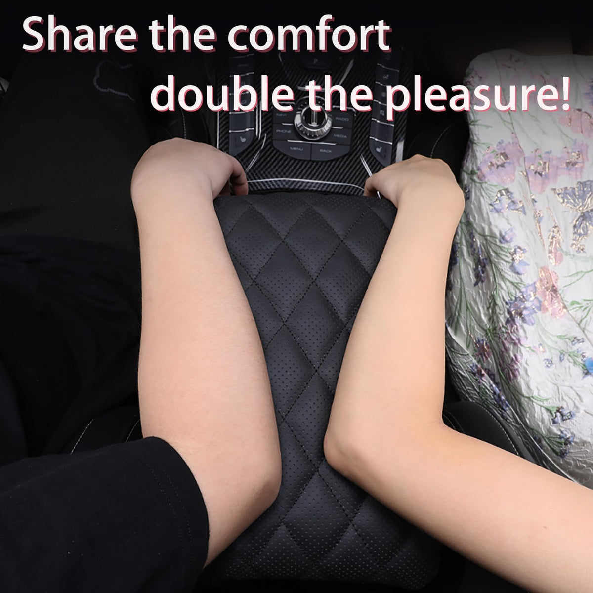 Car Center Console Cover pad Genuine Cowhide Leather,Black Armrest Box mat, Vehicle Arm Rest Cushion Protector,Memory Foam true cow Leather,Consoles Hand Rest Pillow(sizeA 12 x 5.9 x 2.2 inch)