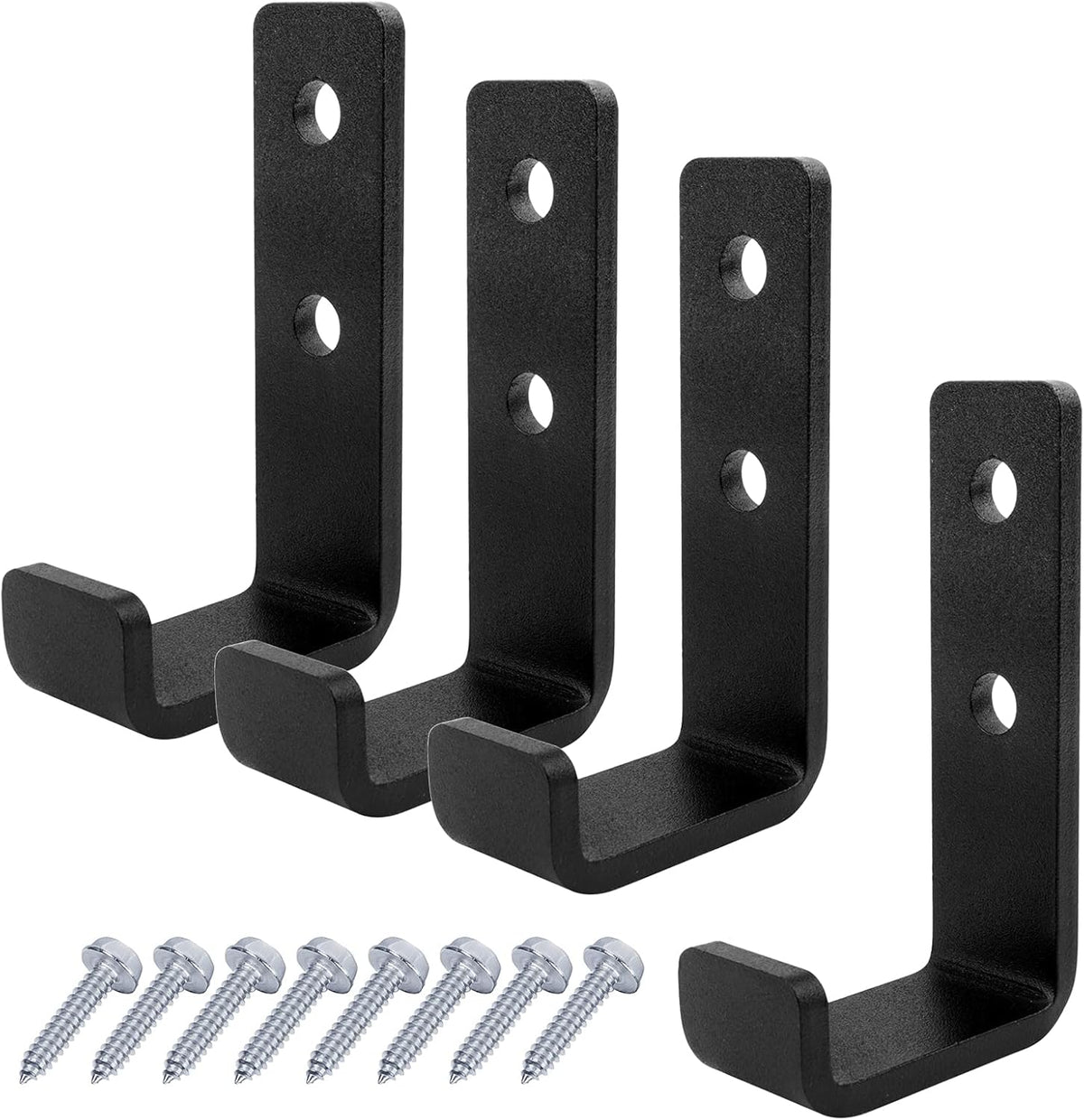 4 Pack 3-1/2" Heavy Duty Steel J Hook, Wall Mount Utility Hook for Hanging Home Gym Garage Storage, Black