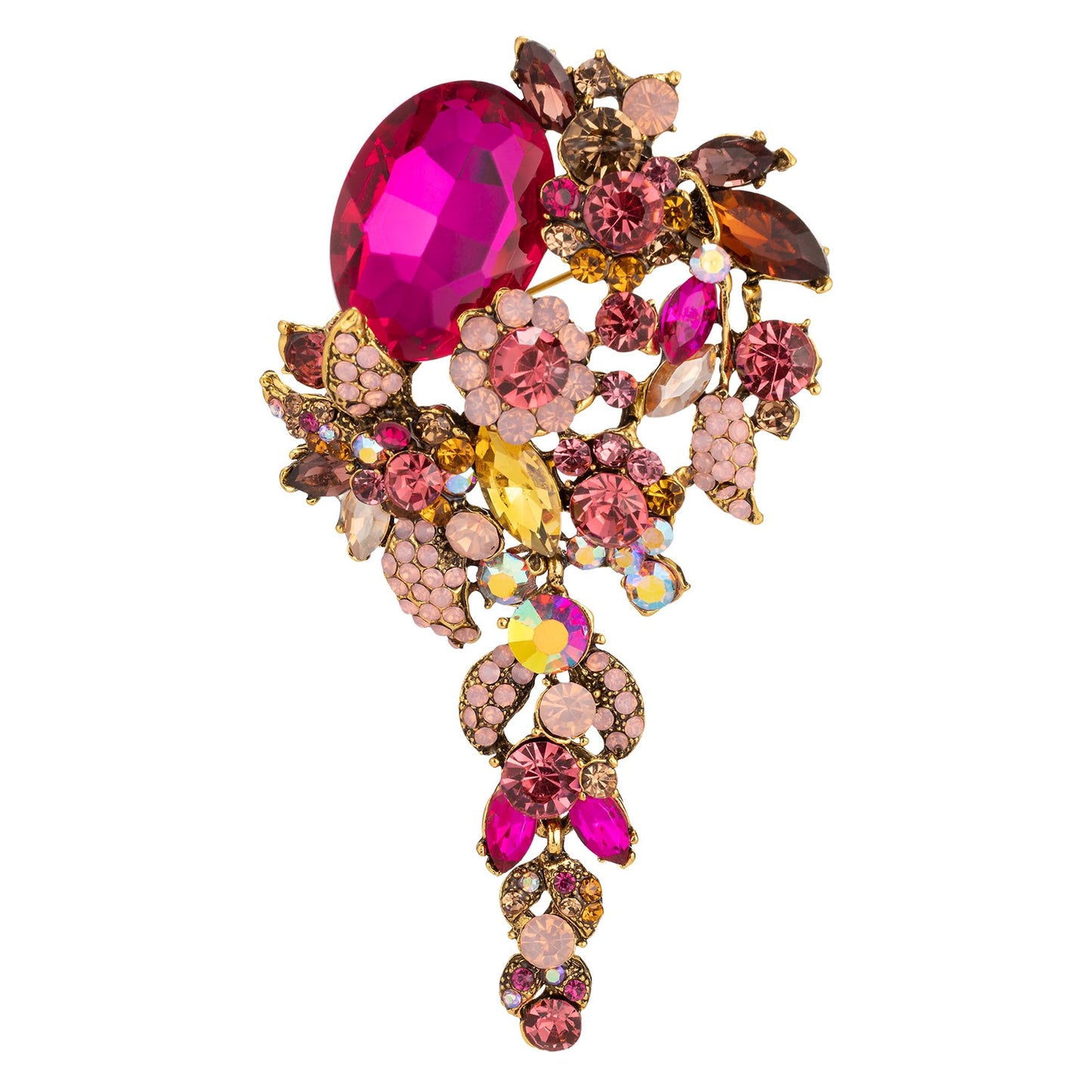 SELOVO Long Hot Pink Flower Brooch Pin for Women Wedding Party Brooch Pendant