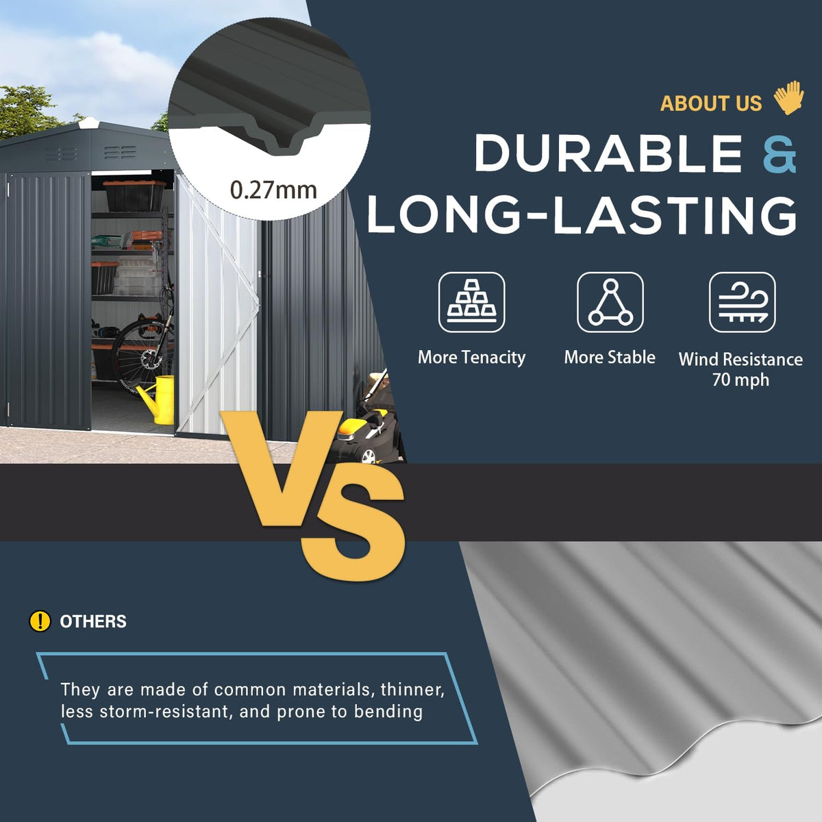 AECOJOY 12' x 10' Outdoor Storage Shed, Dark Grey Large 10x12 Sheds & Outdoor Storage Clearance with Lockable Doors, Utility and Tool Storage Garden Shed Backyard, Patio and Outside use
