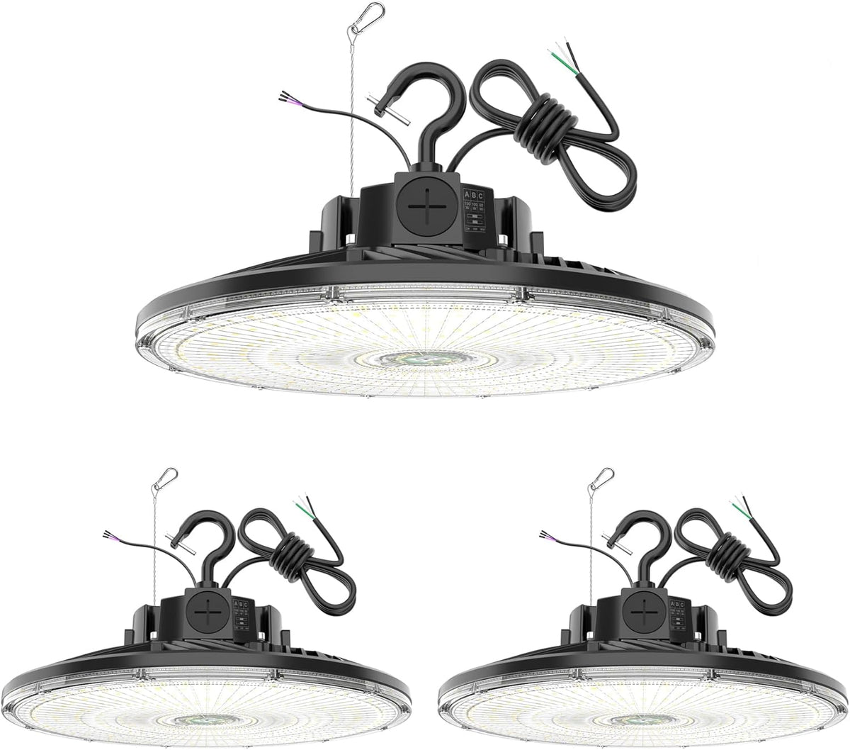 3 Pack 480V LED High Bay Light UL DLC Listed UFO Light 300W 240W 200W Adjustable, Dimmable High Bay LED Shop Lights 5000K Daylight, IP65 Commercial Bay Lighting for Warehouse Factory