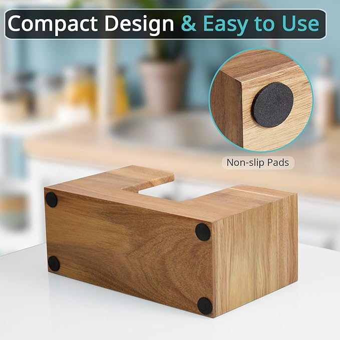 Paper Towel Dispenser Countertop, Acacia Wood Bathroom Paper Towel Holder, Napkin Holder for Kitchen, Multifold C-Fold, Z-Fold, Trifold for Bathroom Toilet Home