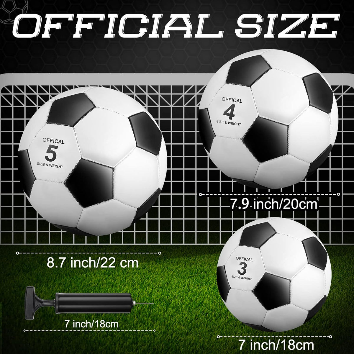 Soulchen 16 Pcs Soccer Balls Bulk with 2 Pcs Pump Size 3/4/5 Deflated Training Soccer Ball for Youth Adult Back to School Outdoor Indoor Sports Training Practice Game Play Competition, 8 Color