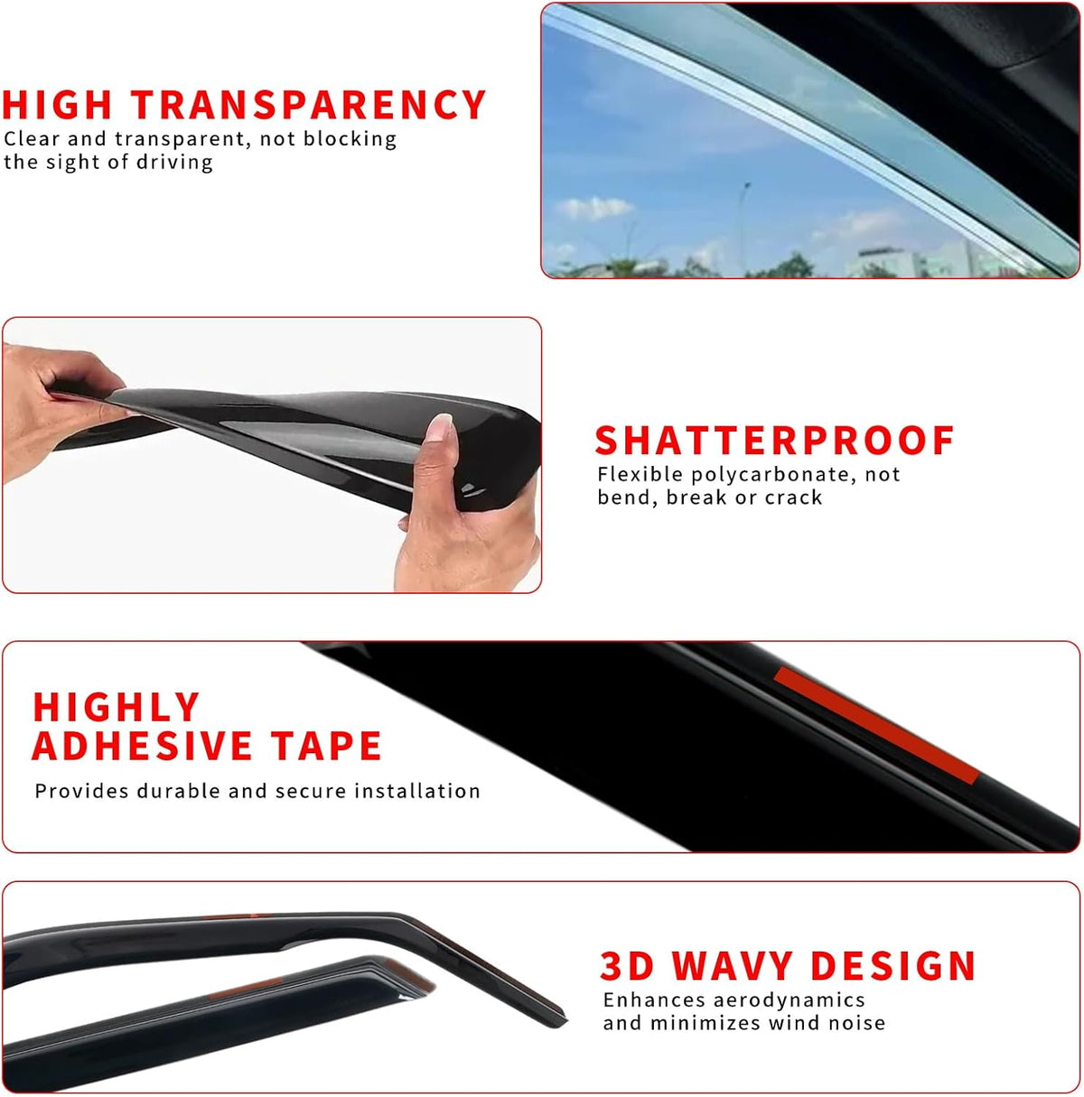in Channel Rain Guards Fit for Chevrolet Chevy Suburban 2021 2022 2023 2024 2025, Durable Window Deflectors, Smoke Tinted Vent Window Visors Shades, 4 pcs