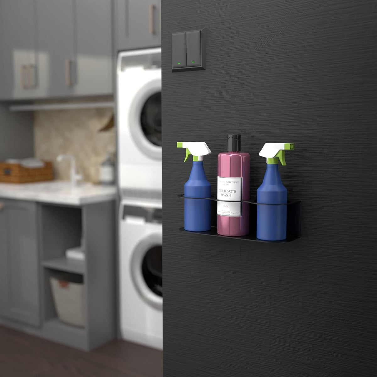 Koova 3 All-Purpose Spray Bottle Holder | Easy Install Wall Mount Hardware Included | Heavy-Duty Powder Coated Steel Storage Rack for Garage And Home | Craft Workspace Paint Bottle Organizer USA Made