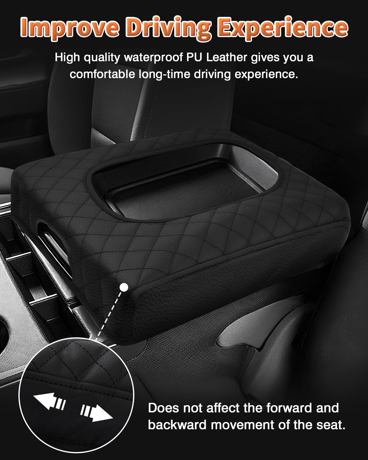 Shademax Center Console Cover Custom for Chevy Silverado & GMC Sierra 2014-2018 Accessories, Silverado Sierra Armrest Cover Jump Seat Console Cushion Pad Leather Console Armrest Lid Protective Cover