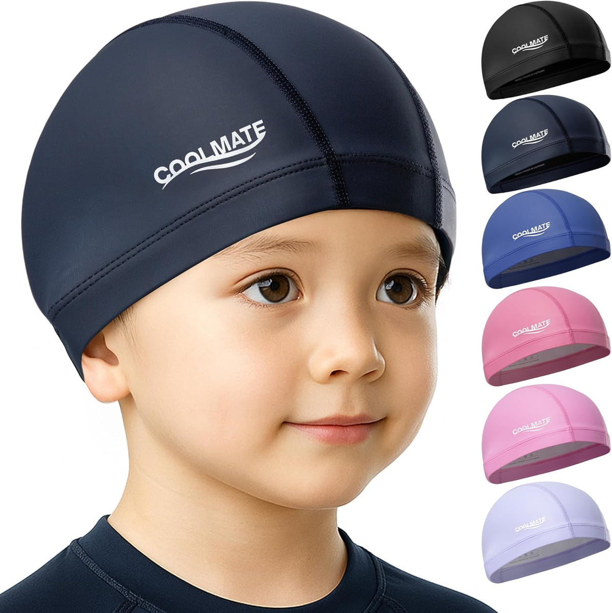 COOLMATE Fabric Swim Cap for Adult Women Men Kid 3 4 6 8 14 16, Silicone Water Resistant Layer, Cloth Swim Cap Gifts for Swimmers, Lightweight for Pool, Lap Swimming (1 pc)