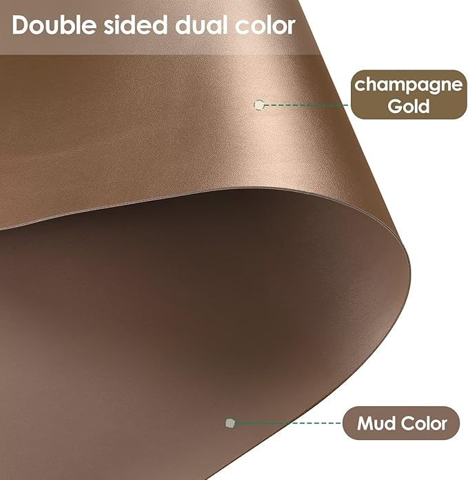 Leather Table Pad,1.8mm Thick,40x78 Inch,Dining Table Pad,Table Pads for Dining Room Table Rectangular,Table Protector for Dining Room Table(Mud Color+Champagne Gold,40x78)