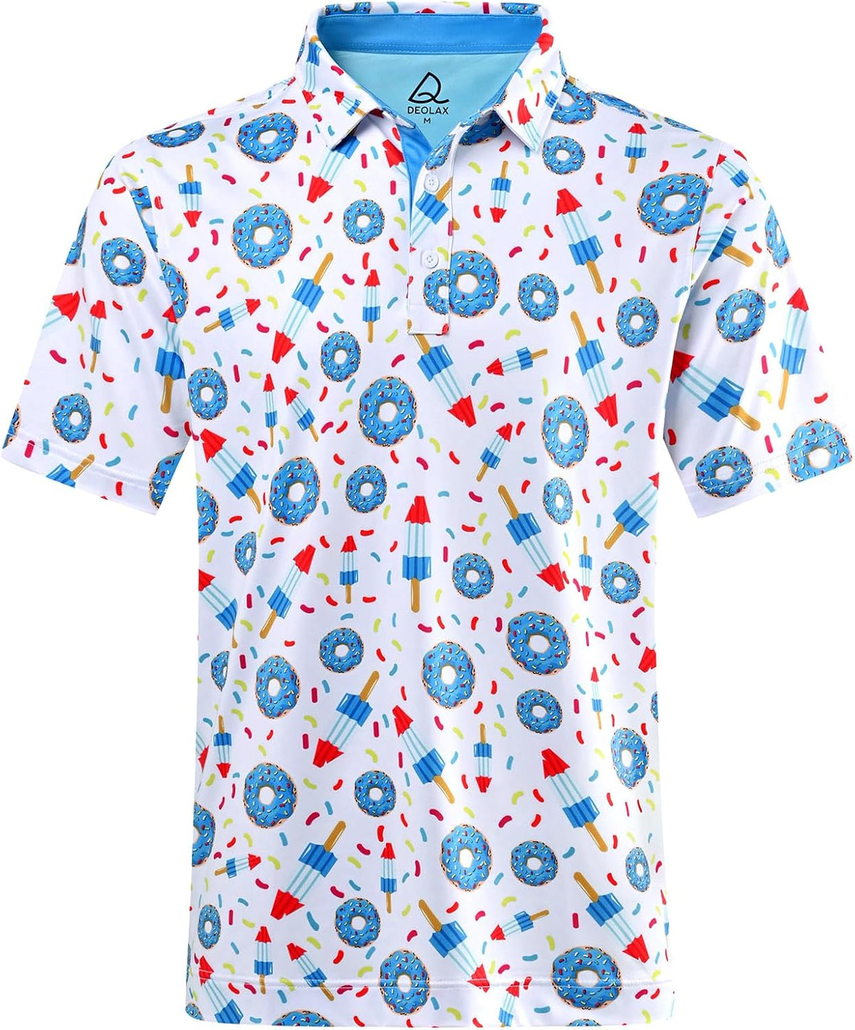 DEOLAX Mens Polo Shirts Fashion Print Mens Golf Shirt Dry Fit Mens Golf Polo Short Sleeve Quick Dry Funny Golf Shirt for Men