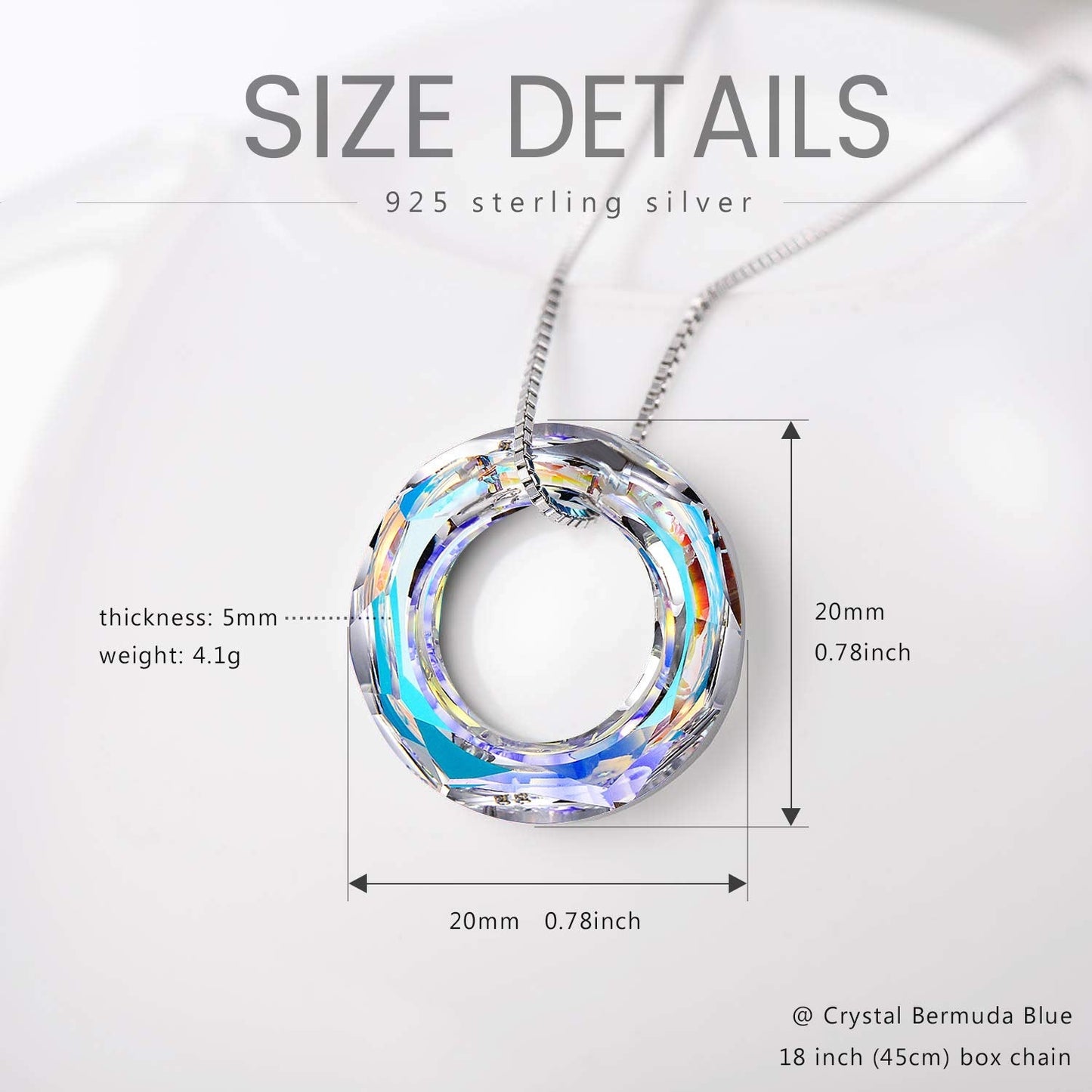AOBOCO Holiday Gifts for Women with Austrian Crystal Simple Dainty Circle Pendant Necklace Chic Women Jewelry Sterling Silver Chain Mothers Day Gifts for Mommy