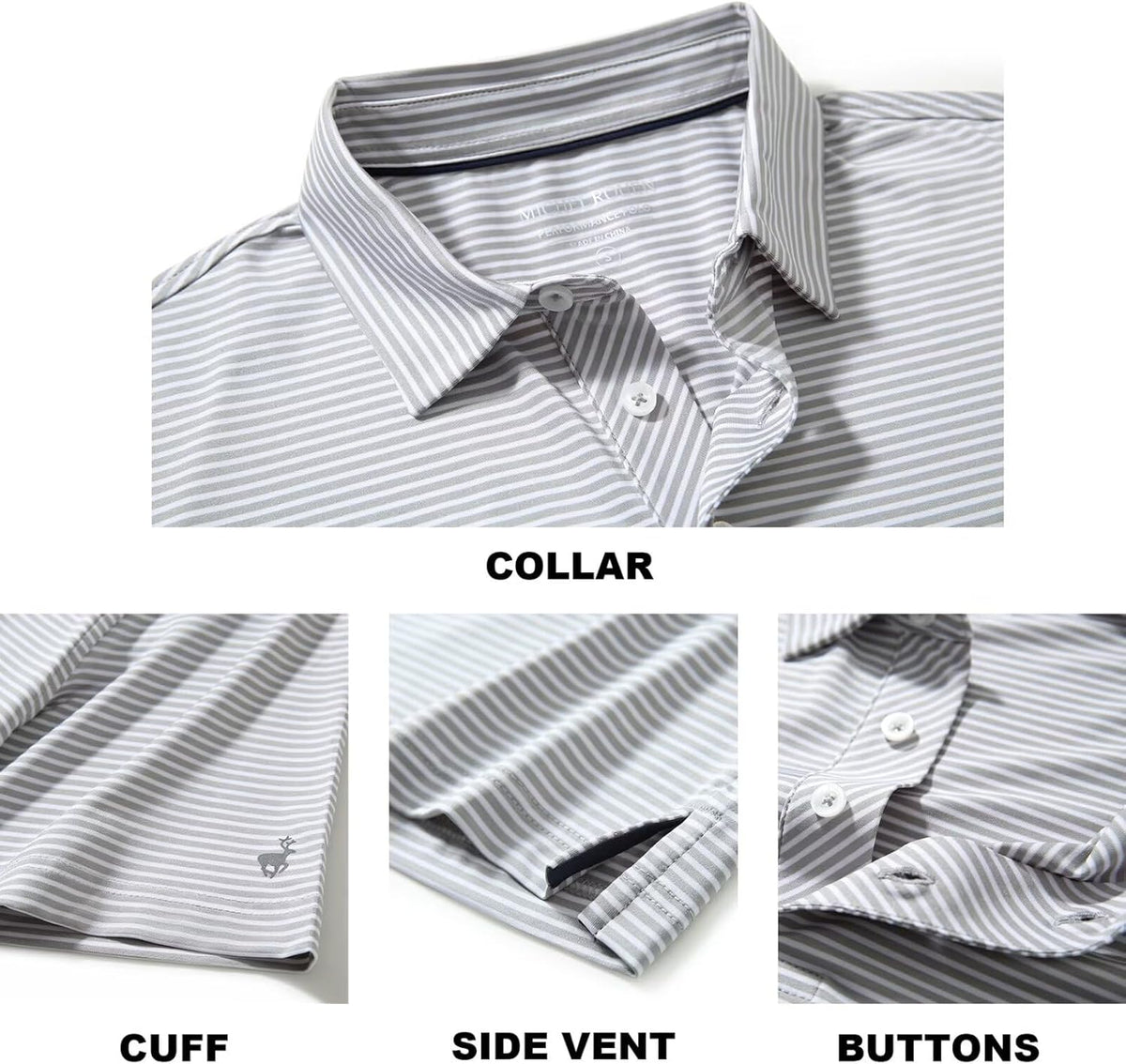 Mens Golf Shirt Moisture Wicking Dry Fit Performance Sport Short Sleeve Striped Golf Polo Shirts for Men