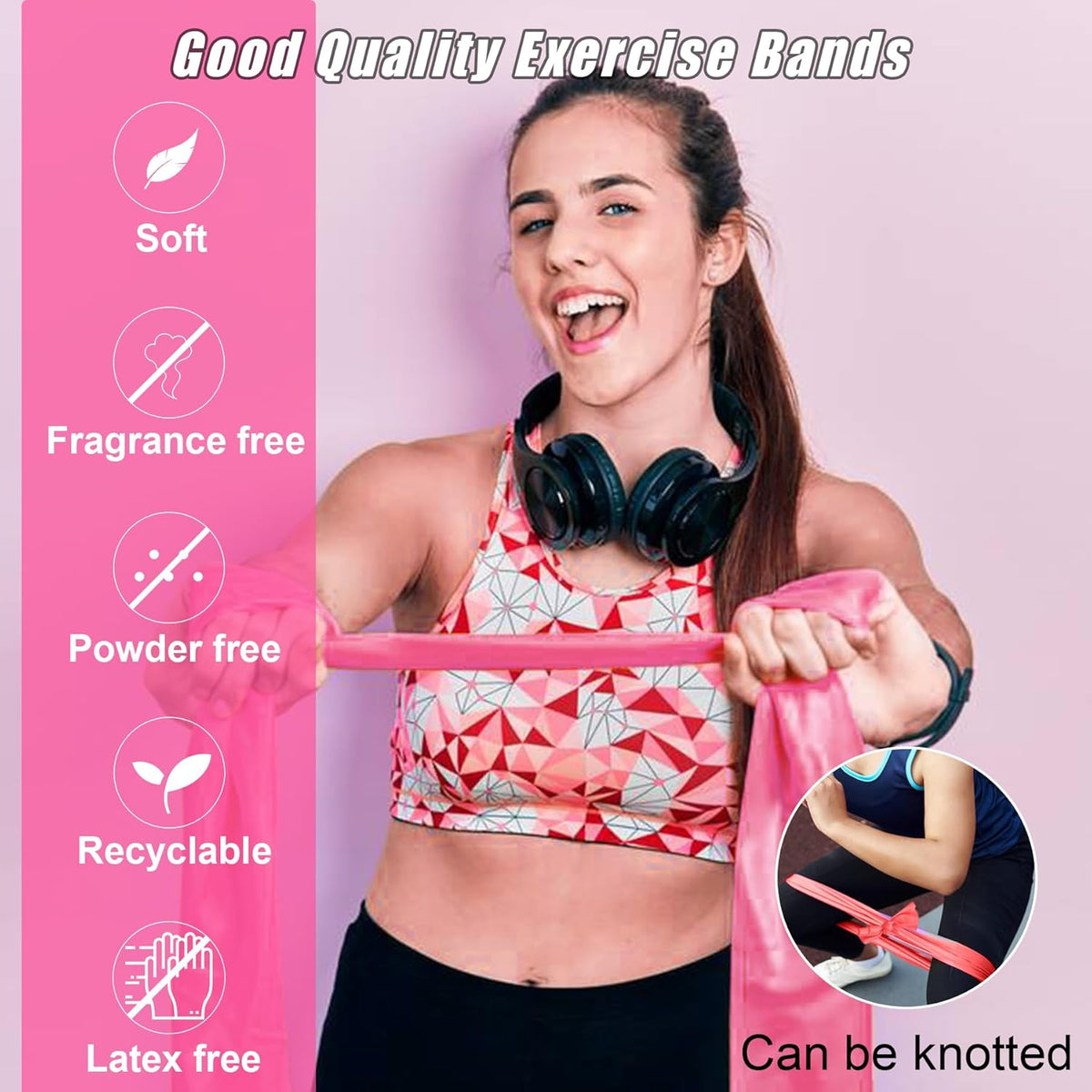 Resistance Bands for Working Out, Physical Therapy Bands, Latex Free Elastic and Exercise Bands Set for Stretching, Suitable for Rehab, Yoga, Pilates, Gym, Home Exercise