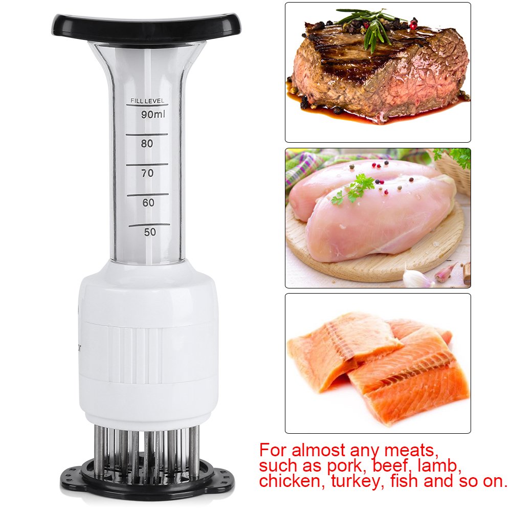 Textured Meat Tenderizer, 304 stainless steel Meat Marinade Tenderizer Needle Injector Steaks Flavor Syringe Cook Kitchen Tool