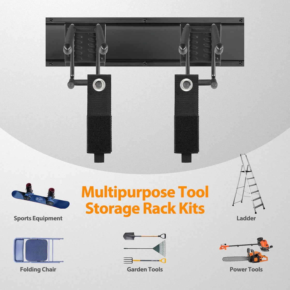 Garage Tool Organizer Wall Mount, 48 Inch Adjustable Garage Tool Storage Rack, Heavy Duty Garden Tool Organizer Rack, Yard Tool Organizer System for Rake Shovel Broom Mop Wall Holder