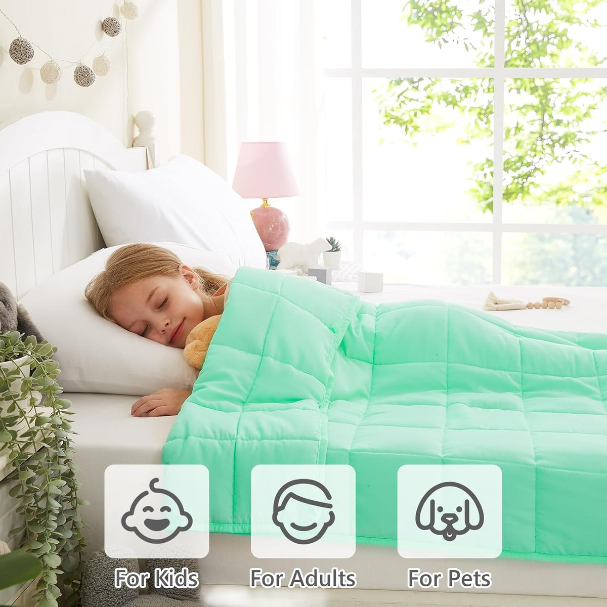 L'AGRATY Weighted Blanket - 40"x60" 10lbs Breathable Weighted Blanket Microfiber Material with Glass Beads