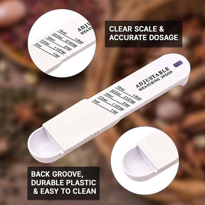 Adjustable Measuring Spoon for Dry and Liquid（White）