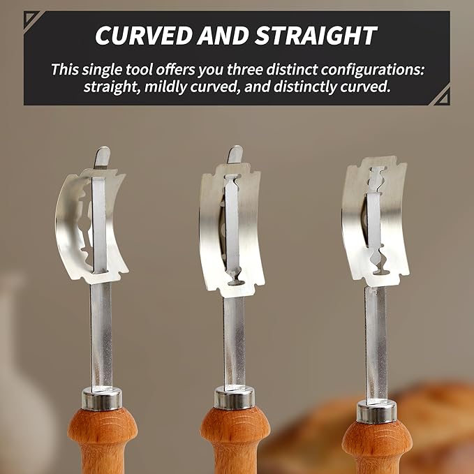 Bread Lame Sourdough Scoring Tool - Dough Scorer Cutter Knife with 10 Stainless Steel Razor Blades, Finger Sleeves and Protective Cover, Essential Baking Supplies for French Baguttes & Homemade Bread