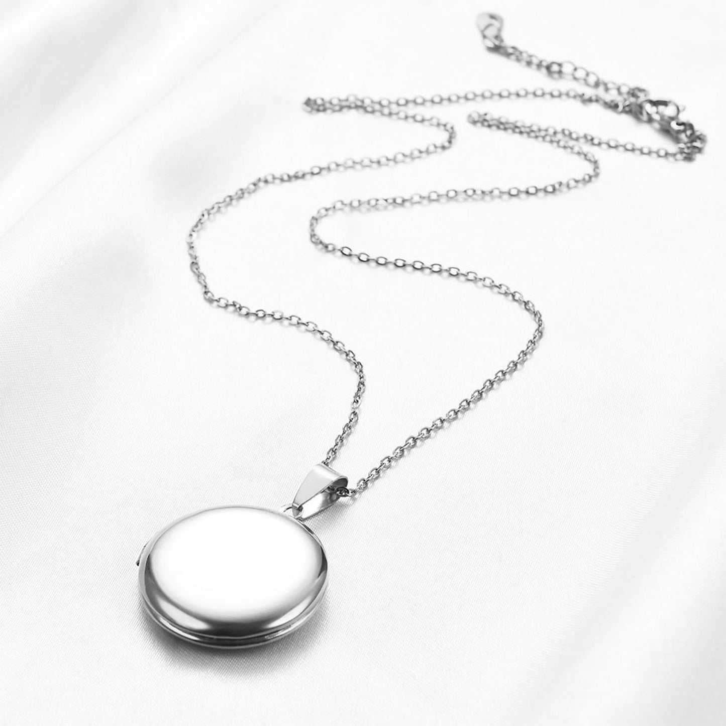 PHOCKSIN Silver Round Locket Necklace 12 Birth Flowers Personalized Necklace that Holds Pictures Customized Gifts Locket Necklaces as Birthday Presents