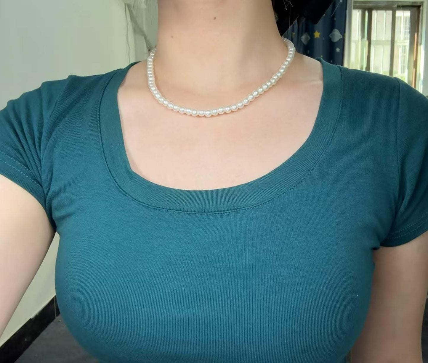 Imitation Pearl Necklace for Women Round Bead Beaded Pearl Choker Necklace Bead Pearls Necklaces Trendy Jewelry Gift 2.5 3 4 5 6 7 8 10 12 MM (5 mm)