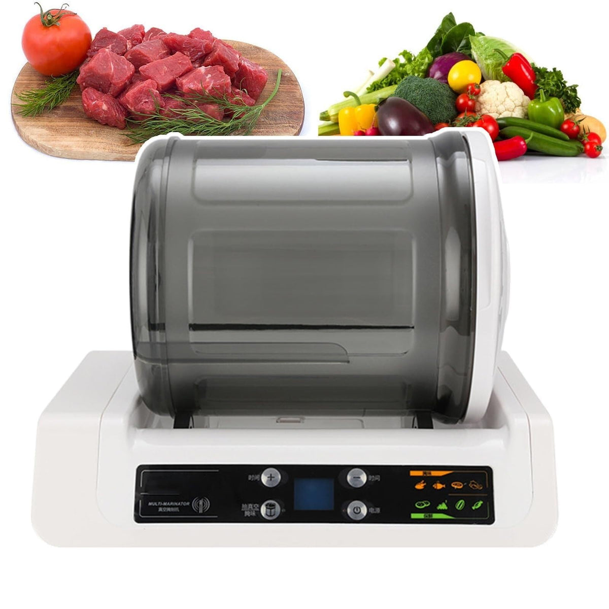Automatic Vacuum Tumbler Marinating Machine 4w,7l Capacity Pickling Barrel,Led Display,Timer 10 Hours,for Marinating Meat and Vegetables