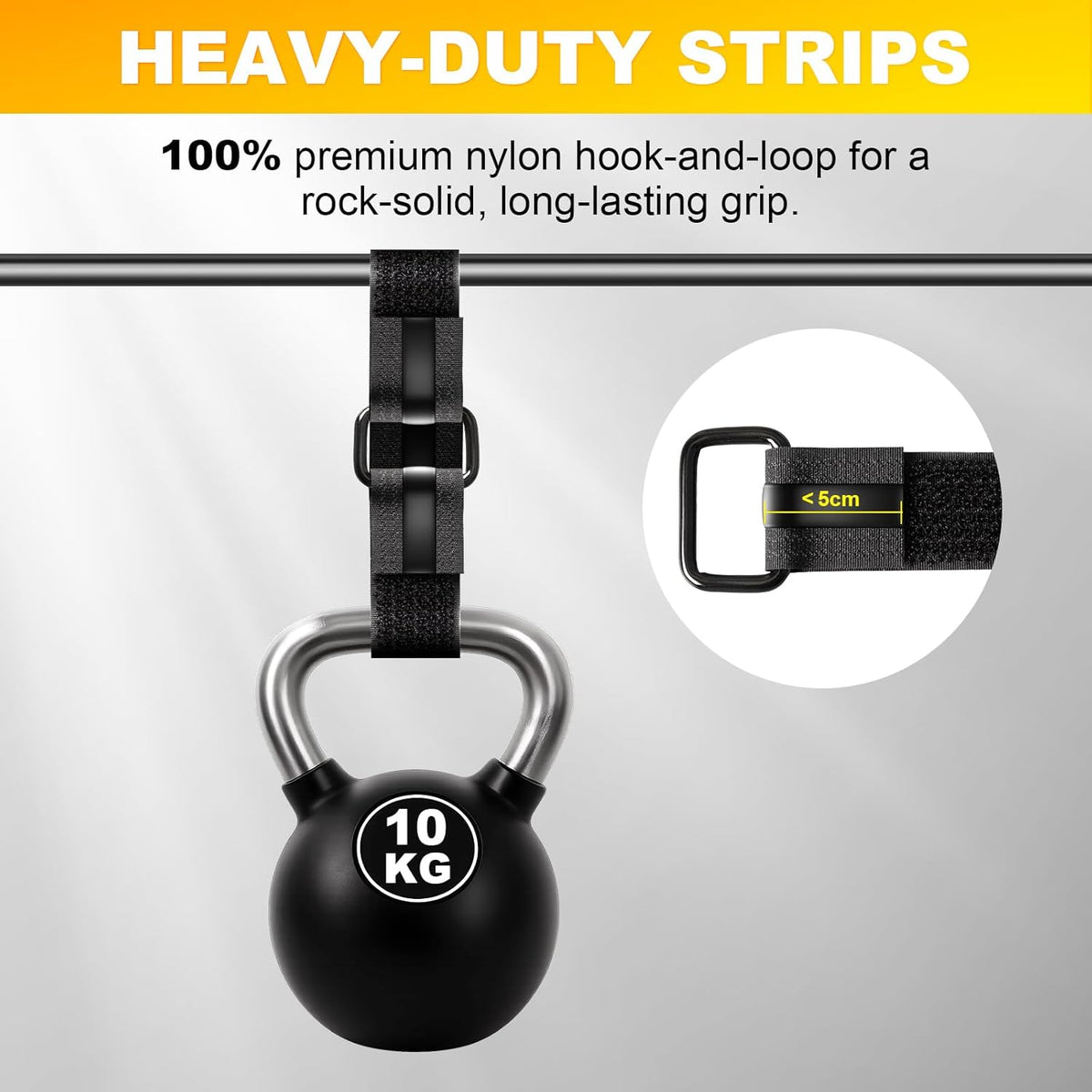 1.18" x 16' Heavy-Duty Fastening & Super Anti-Slip Cinch Straps with 22 Buckles, Black Nylon Hook and Loop, Reusable for Organization & Storage