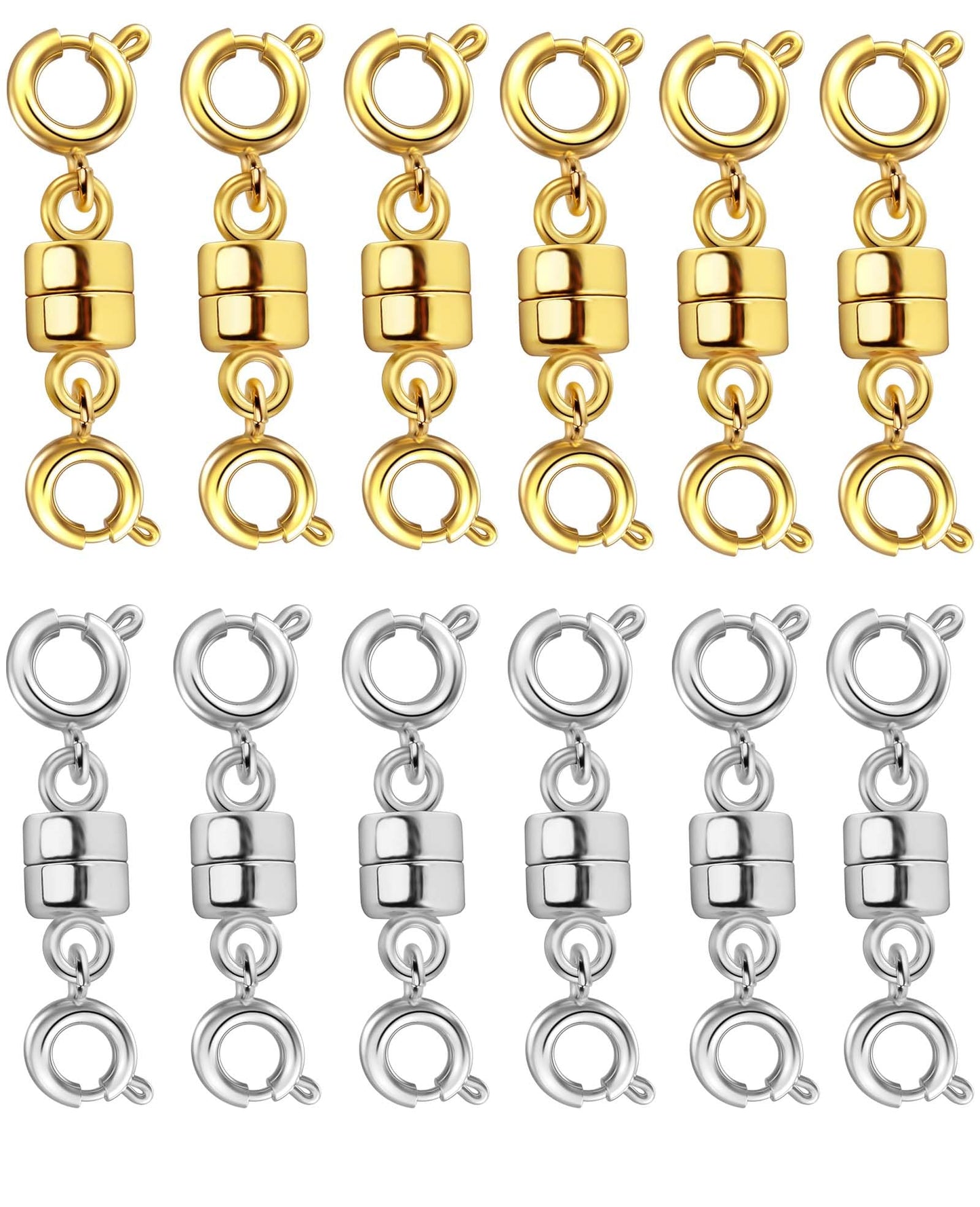 Dailyacc Magnetic Necklace Clasps and Closures, Double Open Bracelet Extender for Jewelry Converters Clasp (6 Gold, 6 Silver)