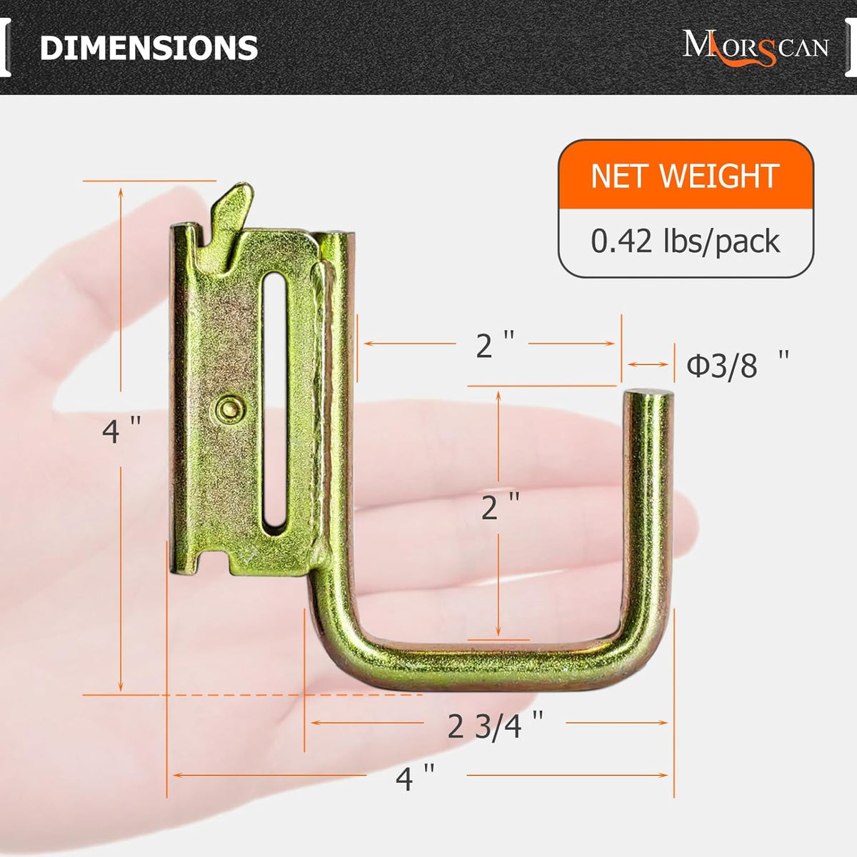 6 Pack 2" E Track J Hooks Heavy Duty Galvanized Steel E-Track Tie Down Accessories for Box Truck, Enclosed Trailer, Garage, Vans, Warehouse, Workshop