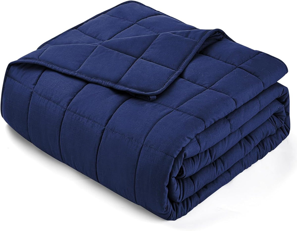yescool Weighted Blanket for Adults (12 lbs, 48" x 72", Blue) Cooling Heavy Blanket for Sleeping Perfect for 110-130 lbs, Twin Size Breathable Blanket with Premium Glass Bead, Machine Washable