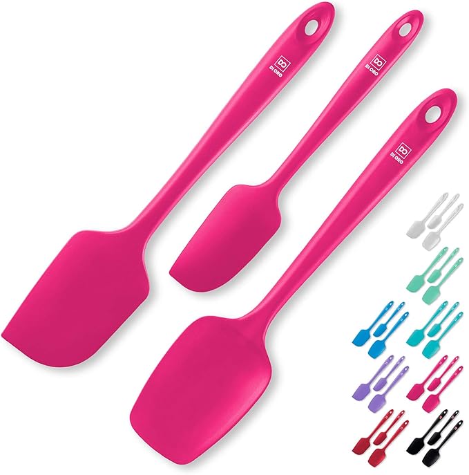 DI ORO Silicone Spatula Set - Rubber Kitchen Spatulas for Baking, Cooking, & Mixing - 600°F Heat-Resistant & BPA Free Silicone Scraper Spatulas for Nonstick Cookware - Dishwasher Safe (3pc, Magenta)
