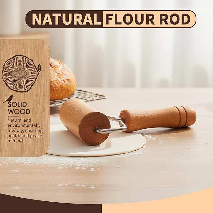 Pastry and Pizza Baking Roller Pin, Non Stick Wood Rolling Pins for Baking(T-Shape)
