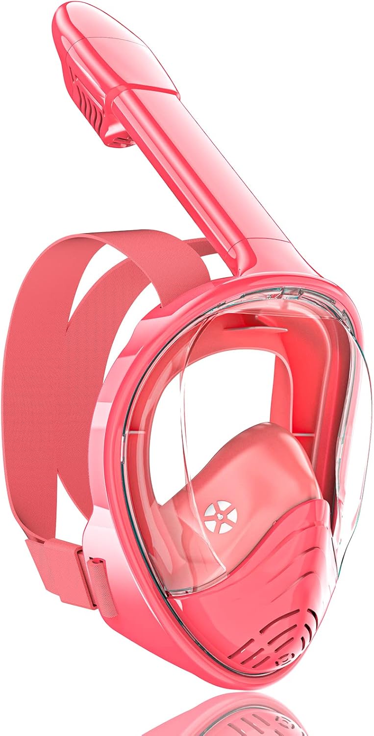 QingSong Kids Snorkel Mask Full Face, Snorkeling Set with Camera Mount, Foldable 180 Degree Panoramic View Snorkeling Gear Anti-Fog Anti-Leak