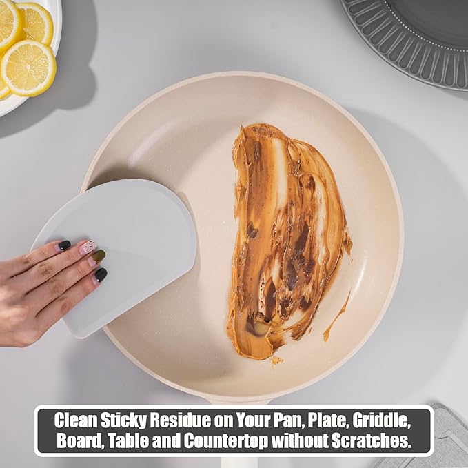 Sapid Flexible Curved Edge Silicone Bowl Scraper(5.98"x4.3"), Food Grade Dough Scraper for Baking Sourdough Bread, Cake, Multipurpose Kitchen Dish Scrapers, Easy to Clean (1, Gray)