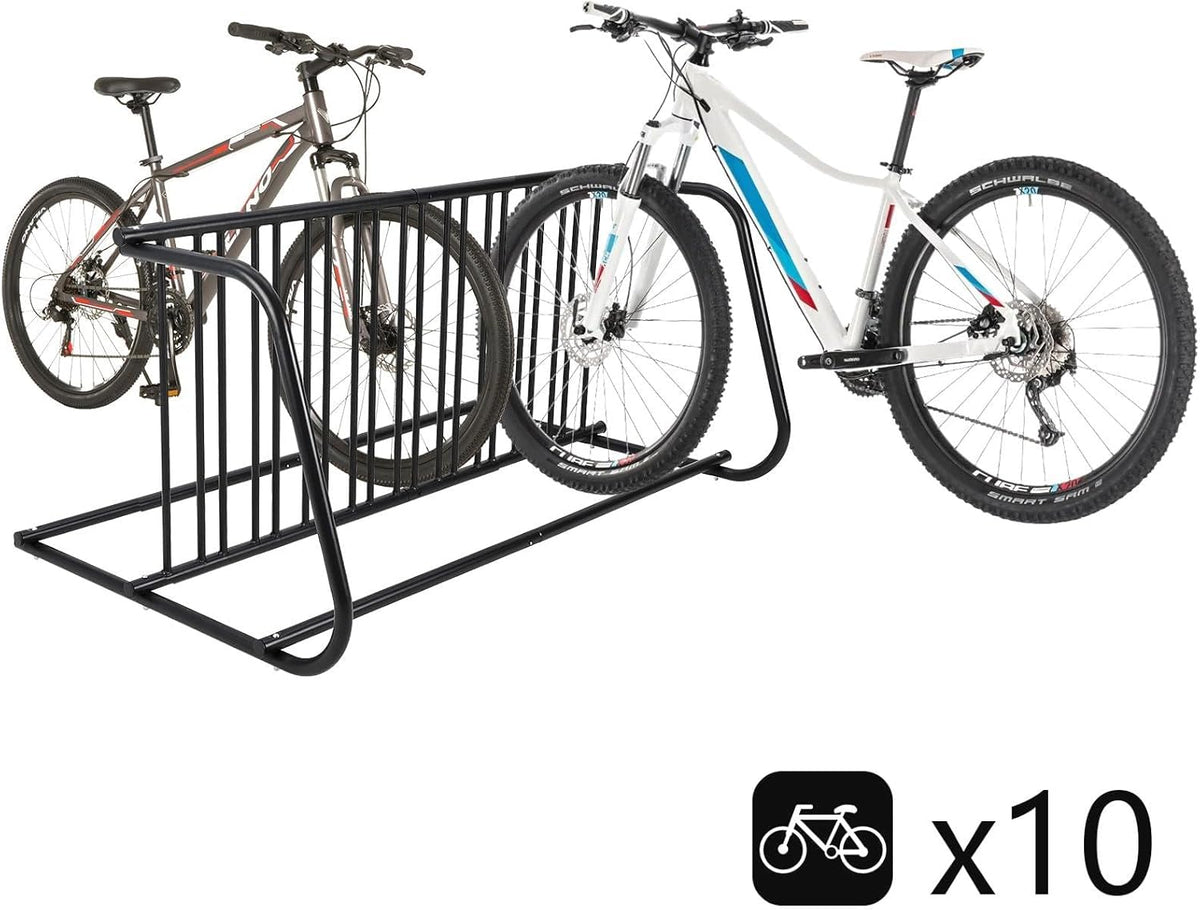 Commercial Floor Bike Rack Stand - 10-Bike Capacity, Premium Steel, Superior Stability, Suitable for Various Locations