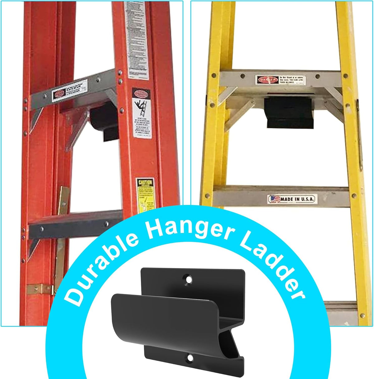 Ladder Hooks for Garage Organization,Ladder Hangers for Garage Storage Wall Mount Ladder Rack and Wheelbarrow Hanger,Heavy Duty Garage Hooks Wall Ladder Storage Hangers (5 inch 2PCS)