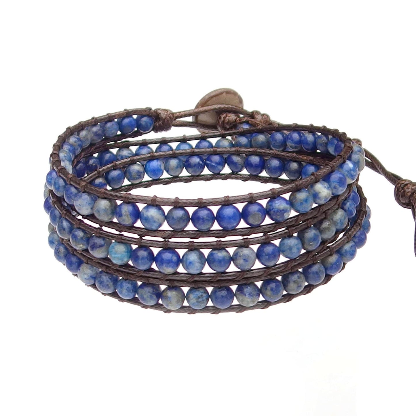 Ayriwoyi Blue Lapis Lazuli Bracelet Wrap Bracelets for women Beaded Stone Adjustable Healing Crystal Bracelet Leather Boho Bracelets