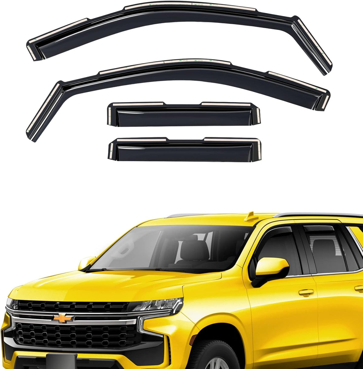 Extra Durable Window Deflectors in-Channel Window Visors Rain Guards Fit for Chevrolet (Chevy) Tahoe 2021-2025, Sun Visors, Wind Vent for Shades, Exterior Car Accessories - 4pcs. AG0524