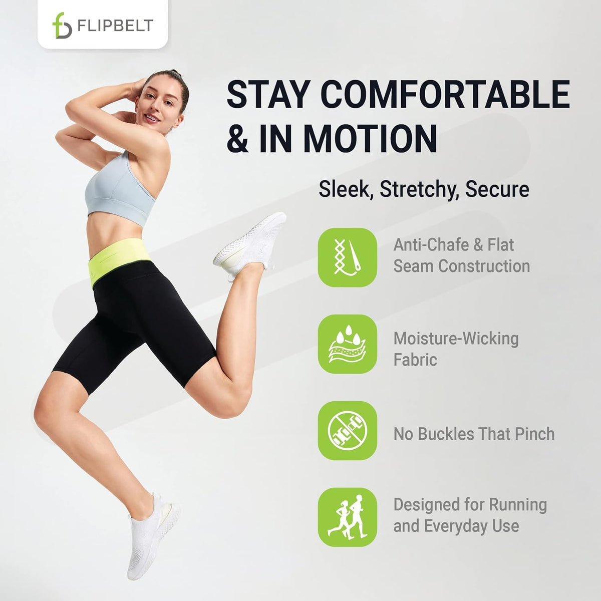 FlipBelt Classic Running Belt, Running Fanny Pack for Women and Men, USA Company