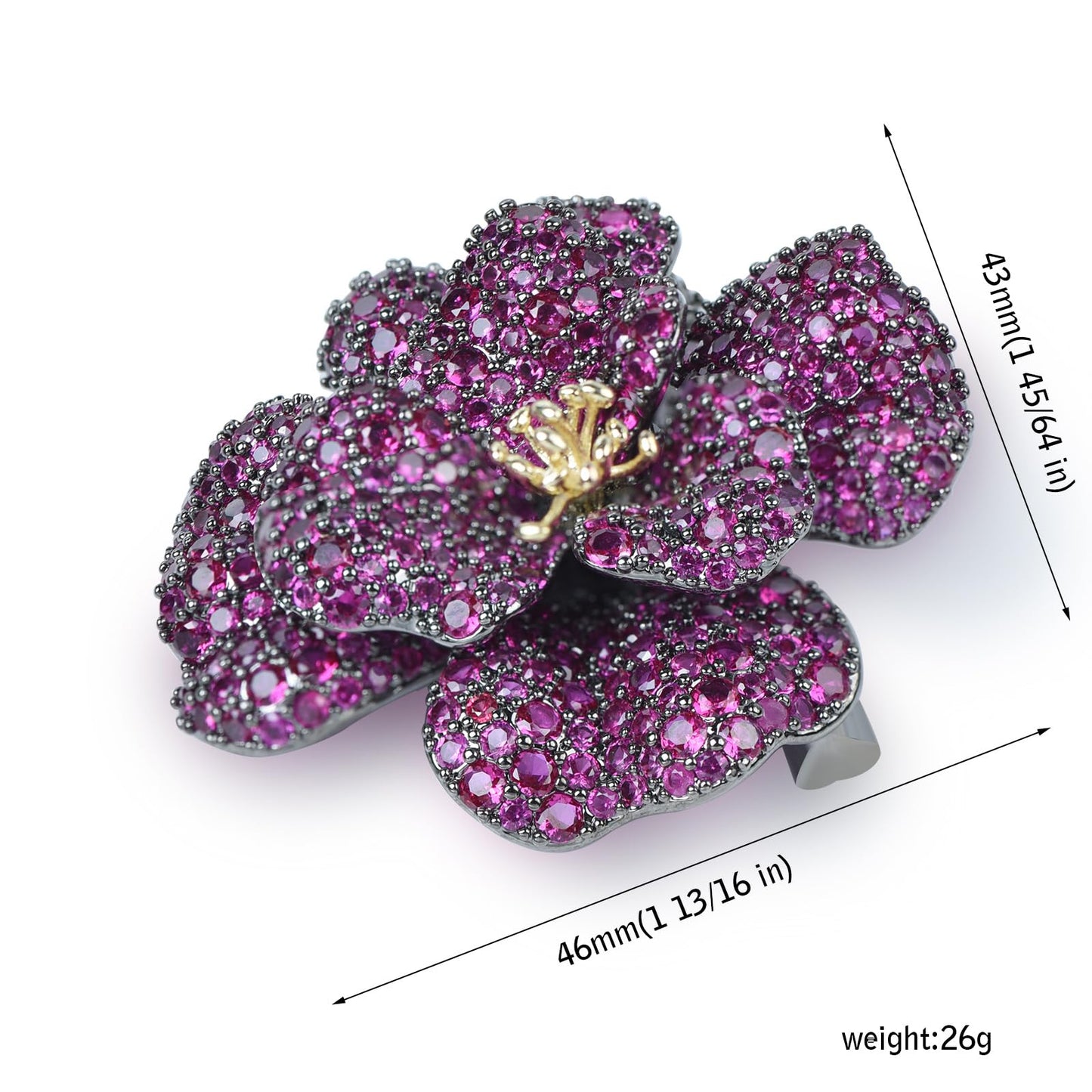 YYBONNIE Elegant Crystal Blooming Rose Flower Brooch Lapel Pin Breastpin for Women Birdal Cardigan Hat Scarf Suit Sweater Floral Pins (Violet Crystal Flower)