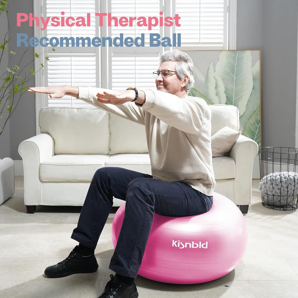 Exercise Ball, Extra Thick Yoga Ball for Workout Pregnancy Stability, 4 Sizes Anti-Burst Balance Ball with Foot Pump - Heavy Duty Fitness Ball Chair for Office, Home & Gym