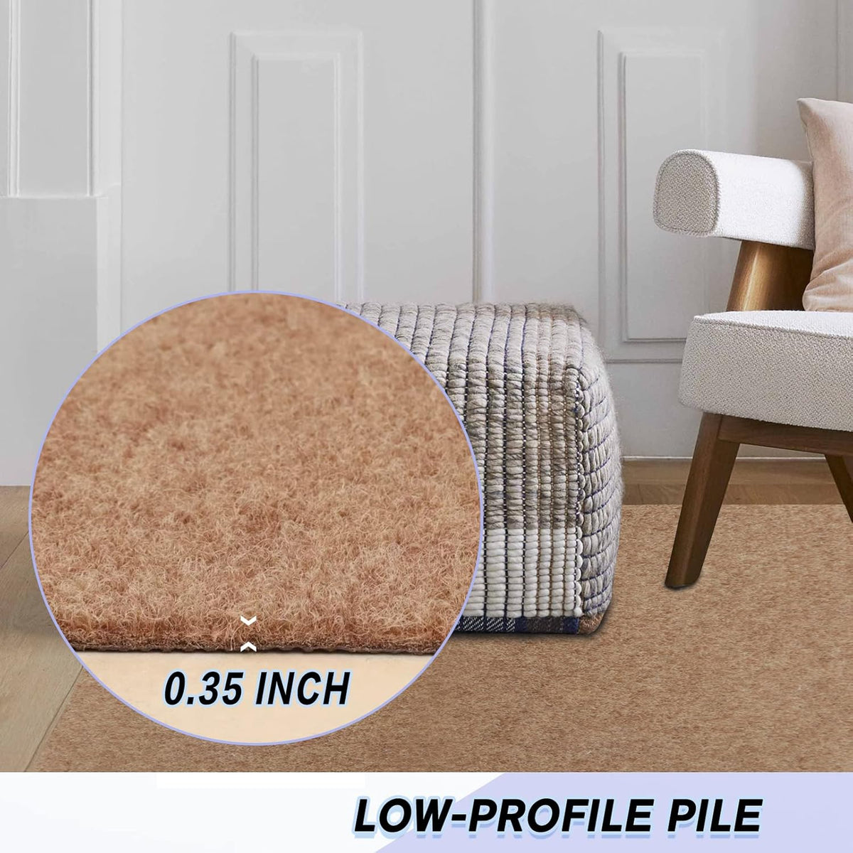 Custom Size Backed Non-Slip Area Rugs Runner, Easy Clean, Waterproof Runner Rugs for Hallway Entryway, Kitchen, Laundry, 2FT x 42FT, Beige